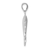 14K White Gold Dolphin Pendant with Polished Rhodium Finish  Elegant Ocean-Inspired Charm